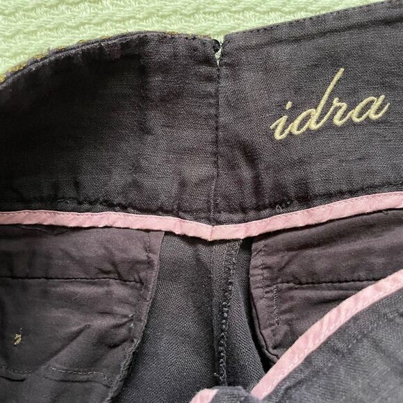 Idra Anthropologie Linen Plum Wide Leg Flare Low Rise Trousers Pants 4 32 - Picture 5 of 7